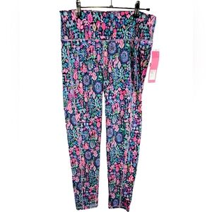 Lily Pulitzer Luxletic High Rise Leggings Low Tide Navy Print Sz L NWT Women's